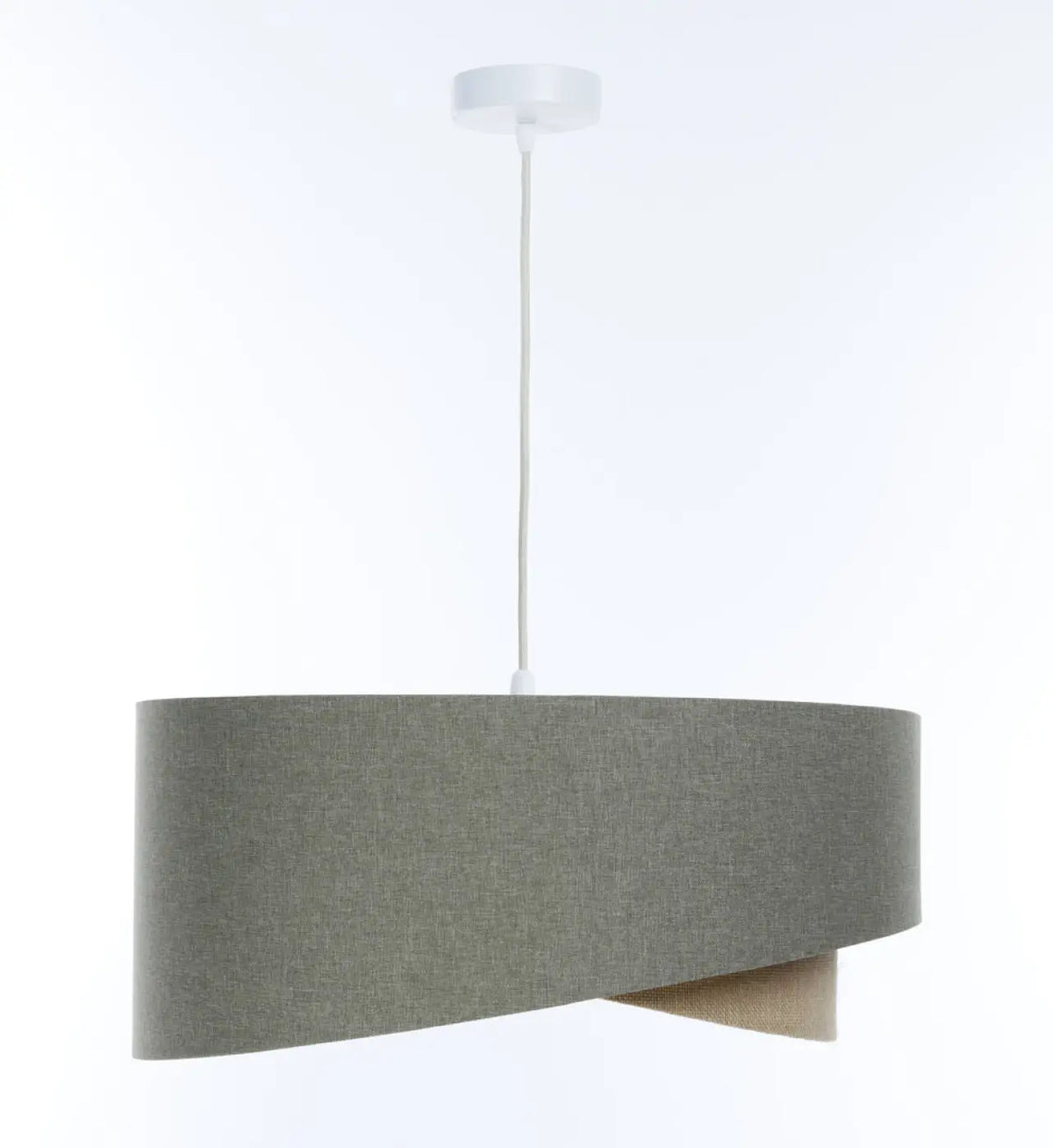 Suspension sculpturale en tissu gris vert et beige, tailles S à XL