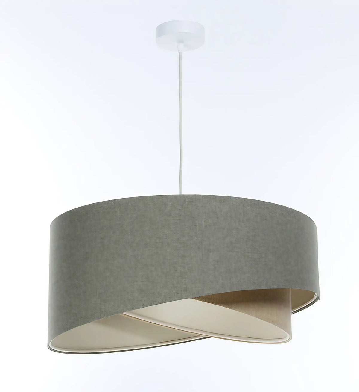 Suspension sculpturale en tissu gris vert et beige, tailles S à XL