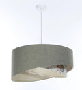 Suspension en tissu gris vert, écru et orange, à motif, S à XL