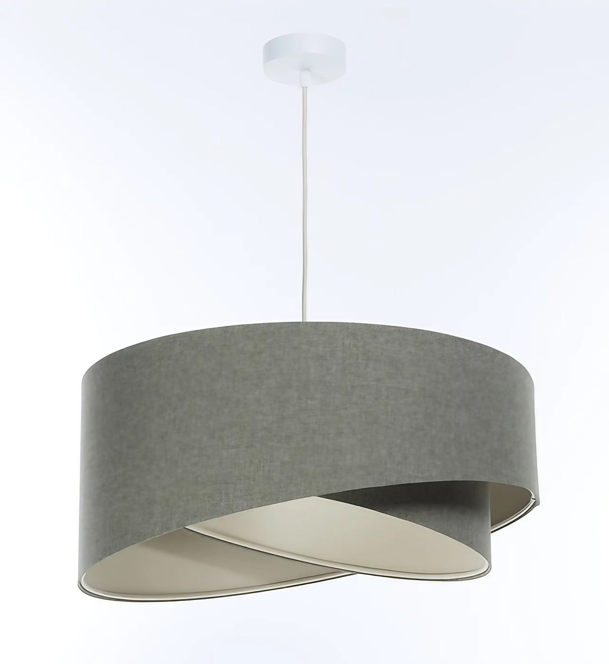 Suspension sculpturale en tissu gris vert et écru, 4 tailles
