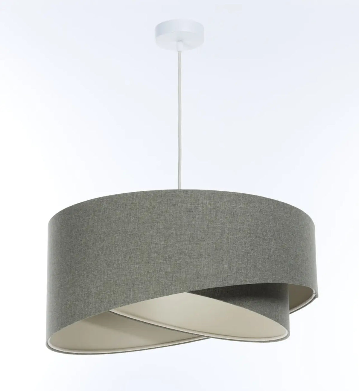 Suspension sculpturale en tissu gris vert et écru, 4 tailles
