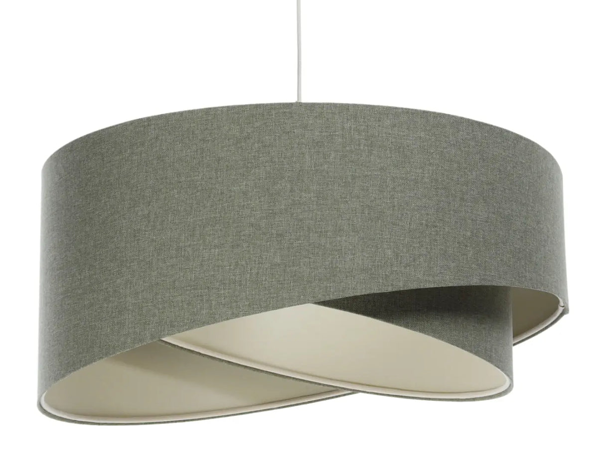Suspension sculpturale en tissu gris vert et écru, 4 tailles