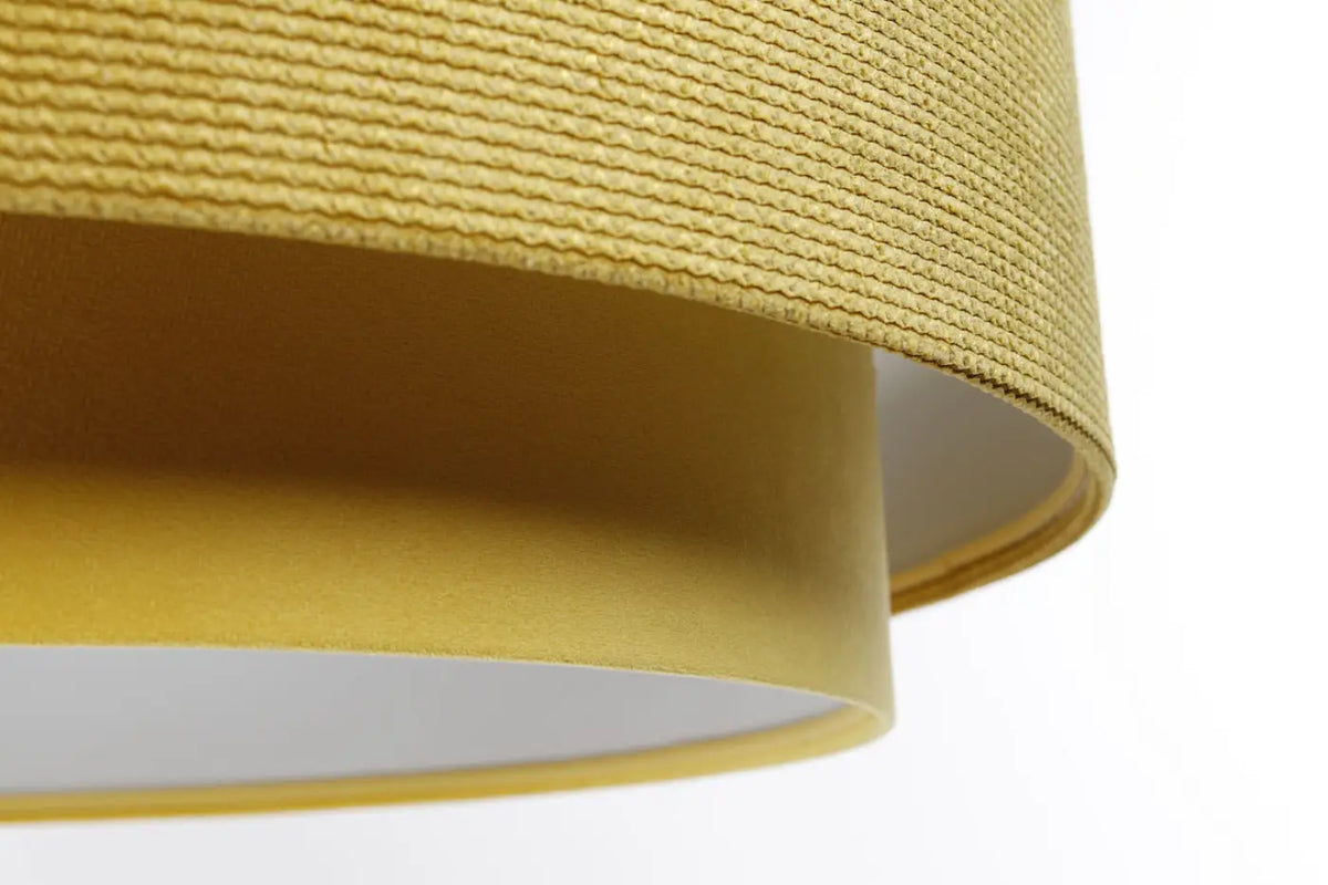 Suspension en tissu jaune et blanc, abat-jour coloré