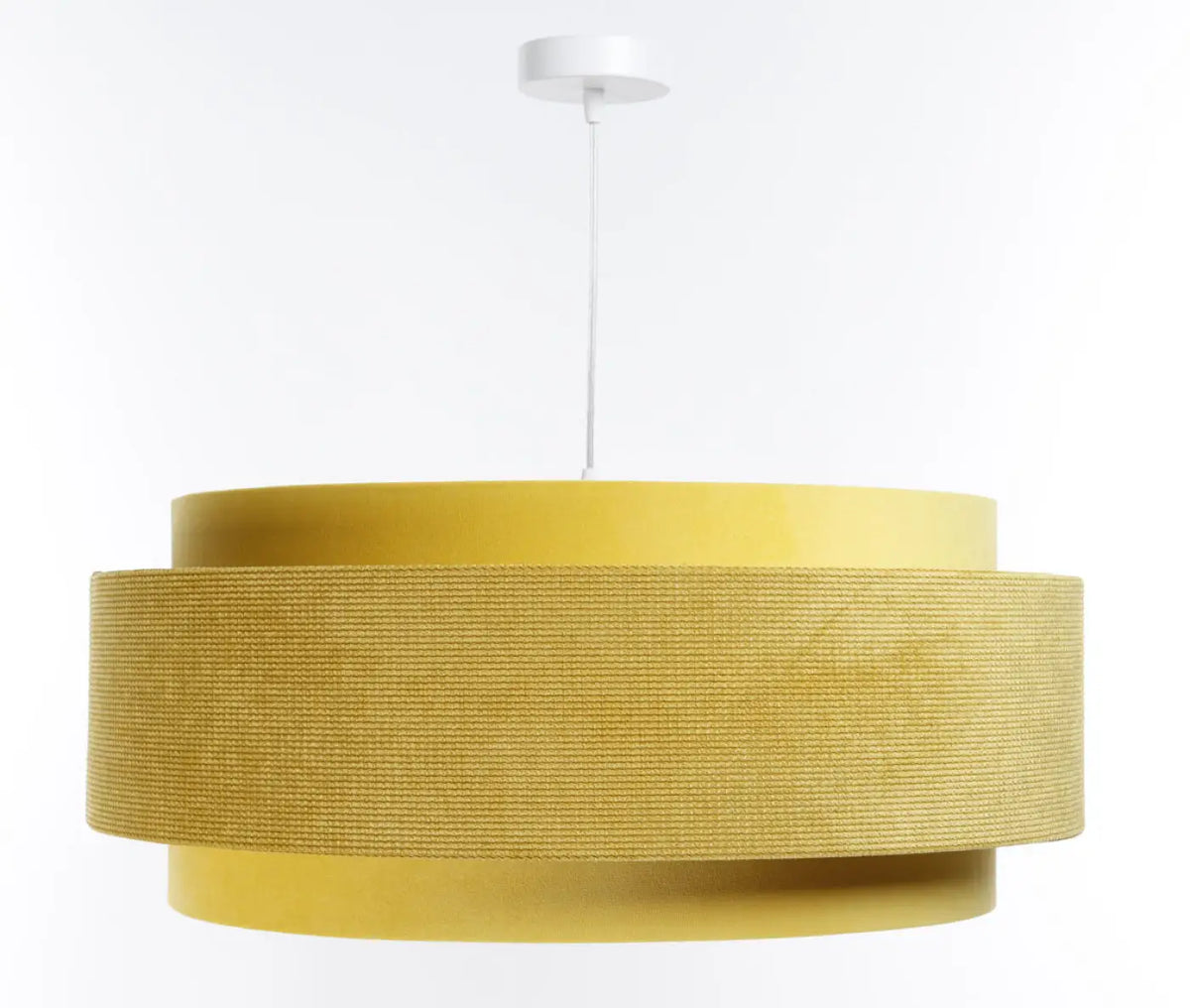 Suspension en tissu jaune et blanc, abat-jour coloré