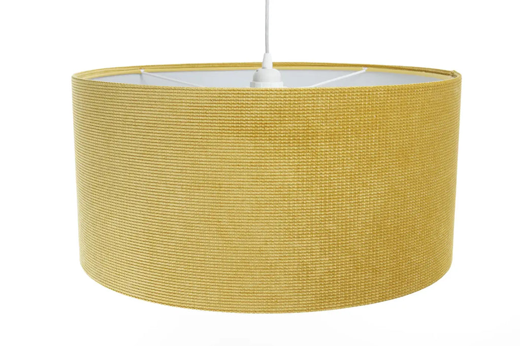 Suspension en tissu jaune, abat-jour coloré et moderne