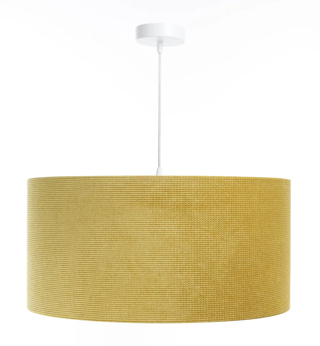 Suspension en tissu jaune, abat-jour coloré et moderne
