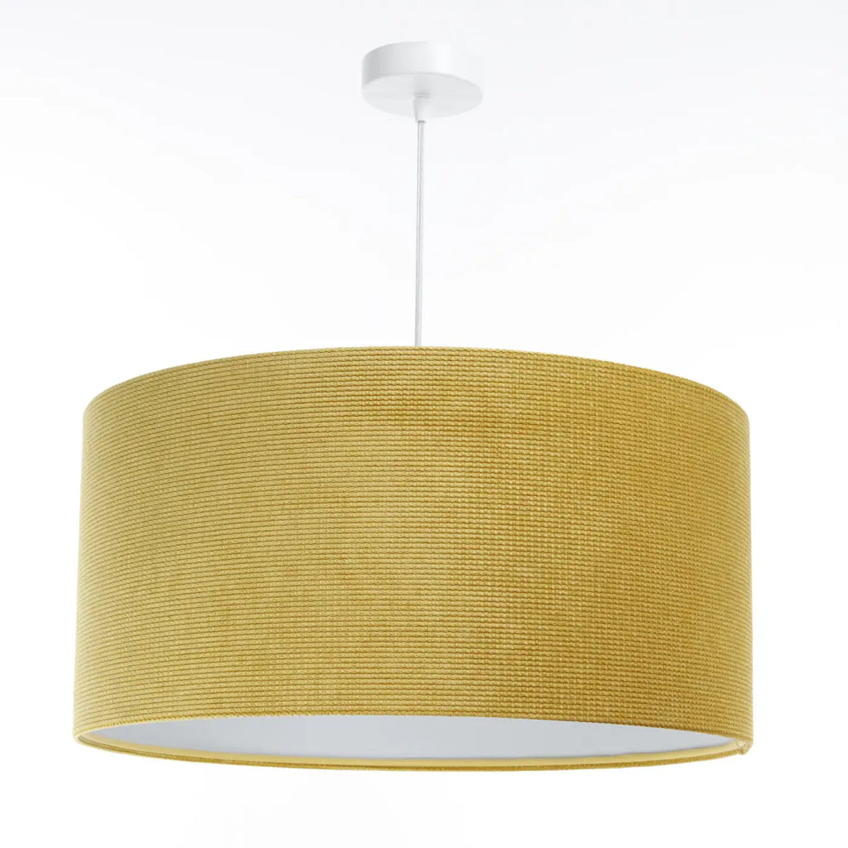 Suspension en tissu jaune, abat-jour coloré et moderne