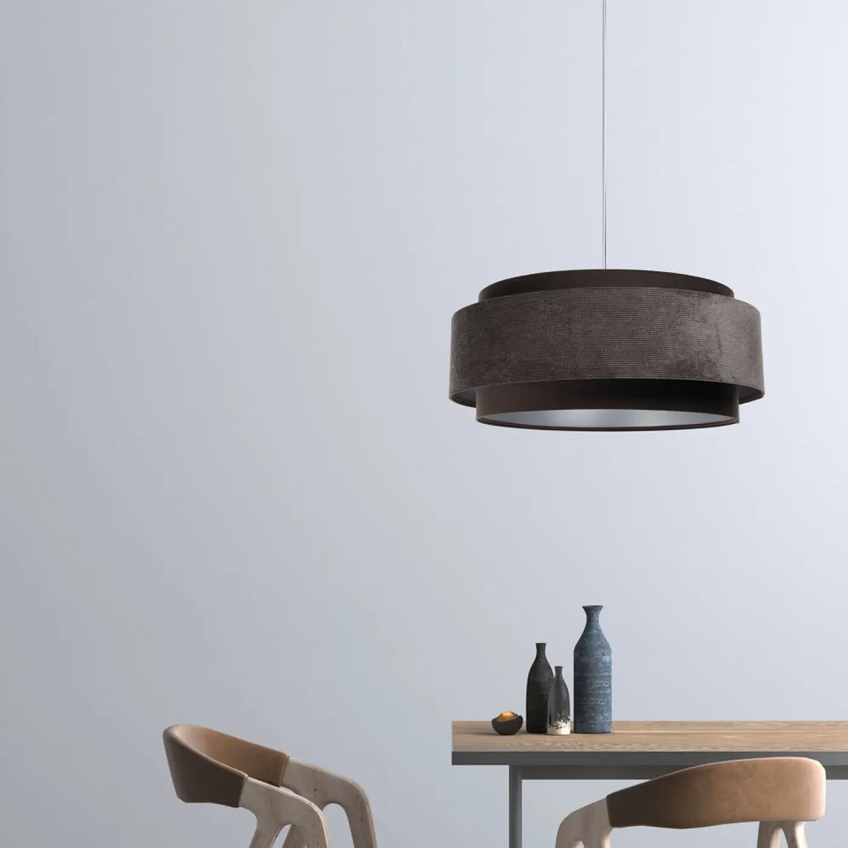 Suspension en tissu marron et argent, chaude et moderne