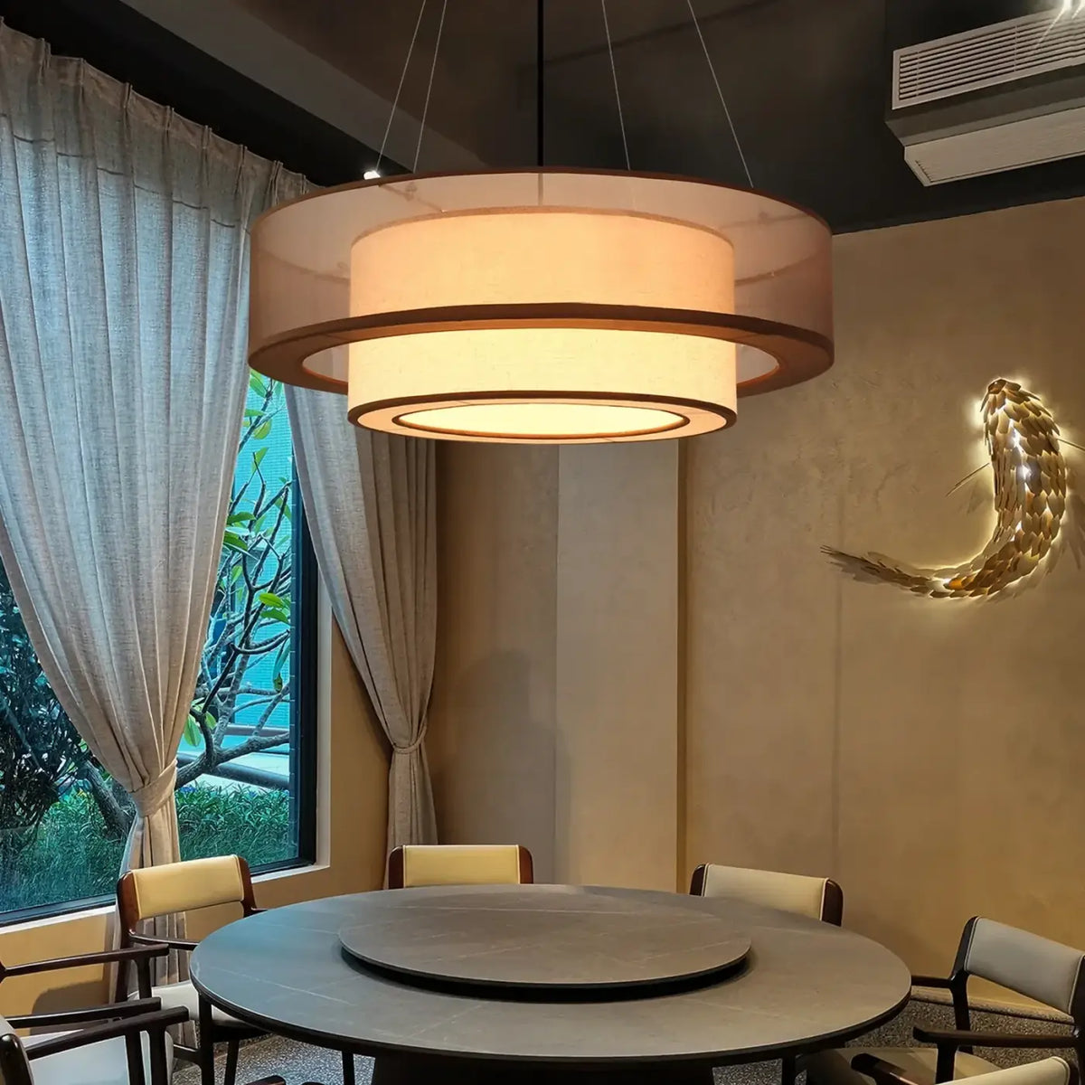 Suspension en tissu marron, inspiration asiatique, tailles S à L