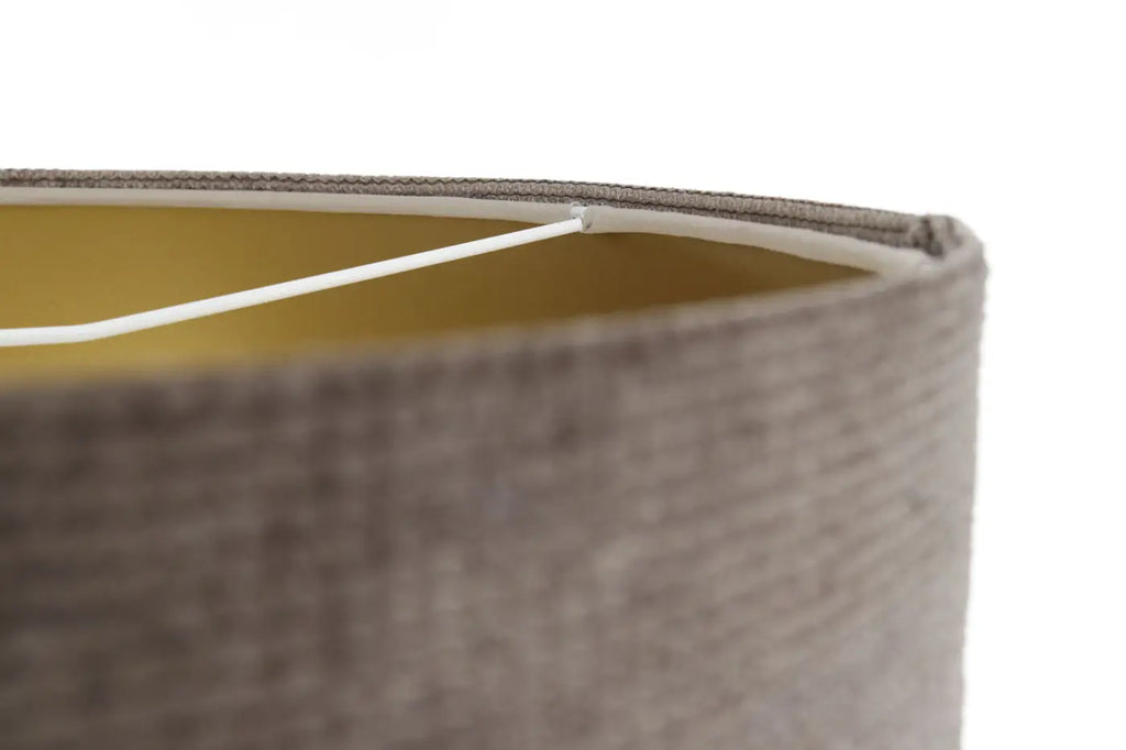 Suspension en tissu marron et doré, grand abat-jour chic