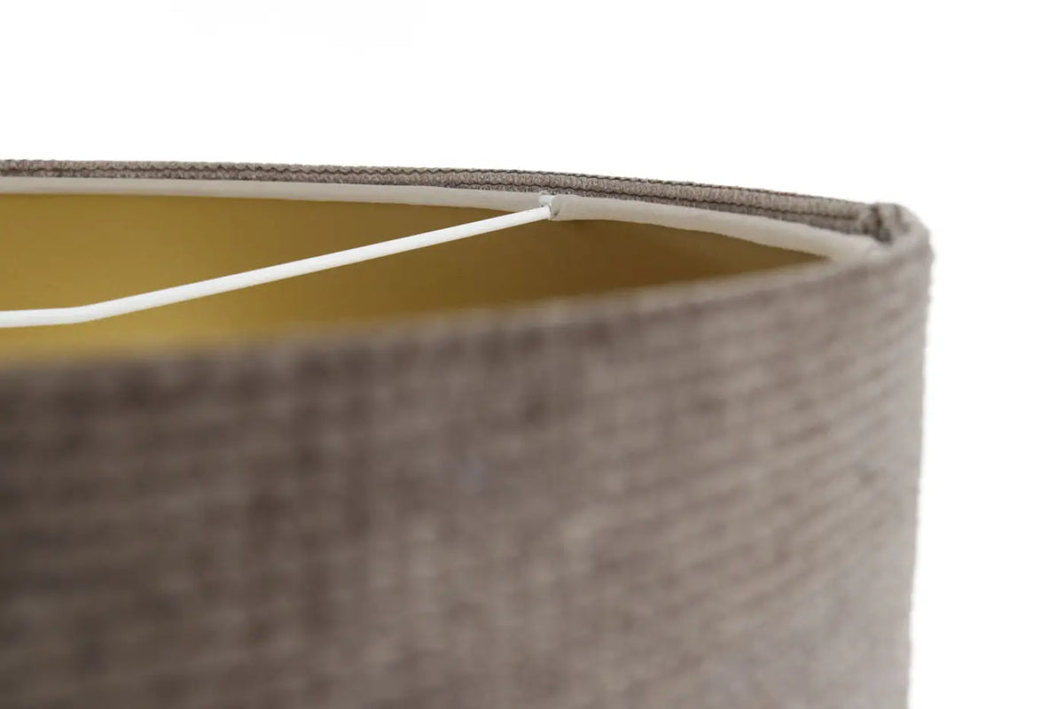 Suspension en tissu marron et doré, grand abat-jour chic