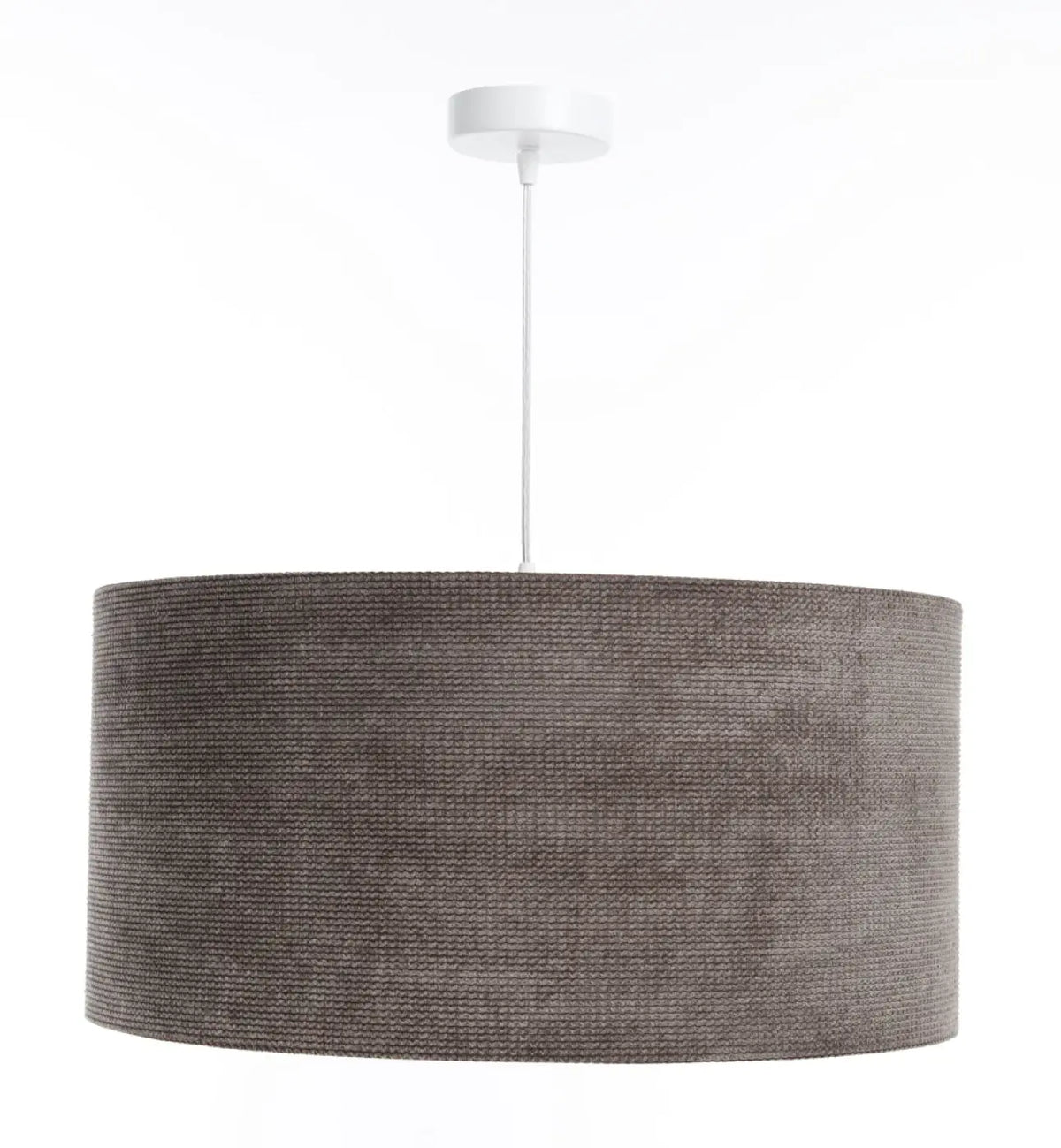 Suspension en tissu marron et doré, grand abat-jour chic