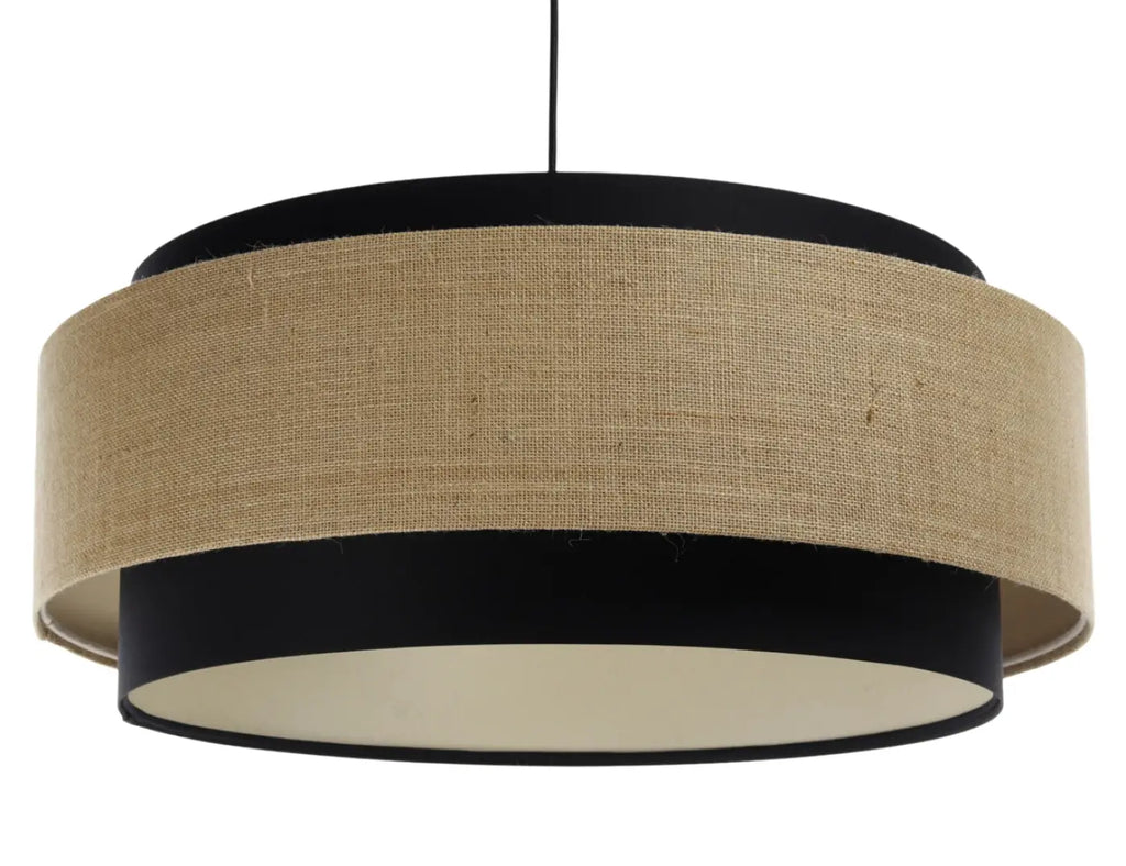 Suspension en tissu noir, beige et écru, contraste chic
