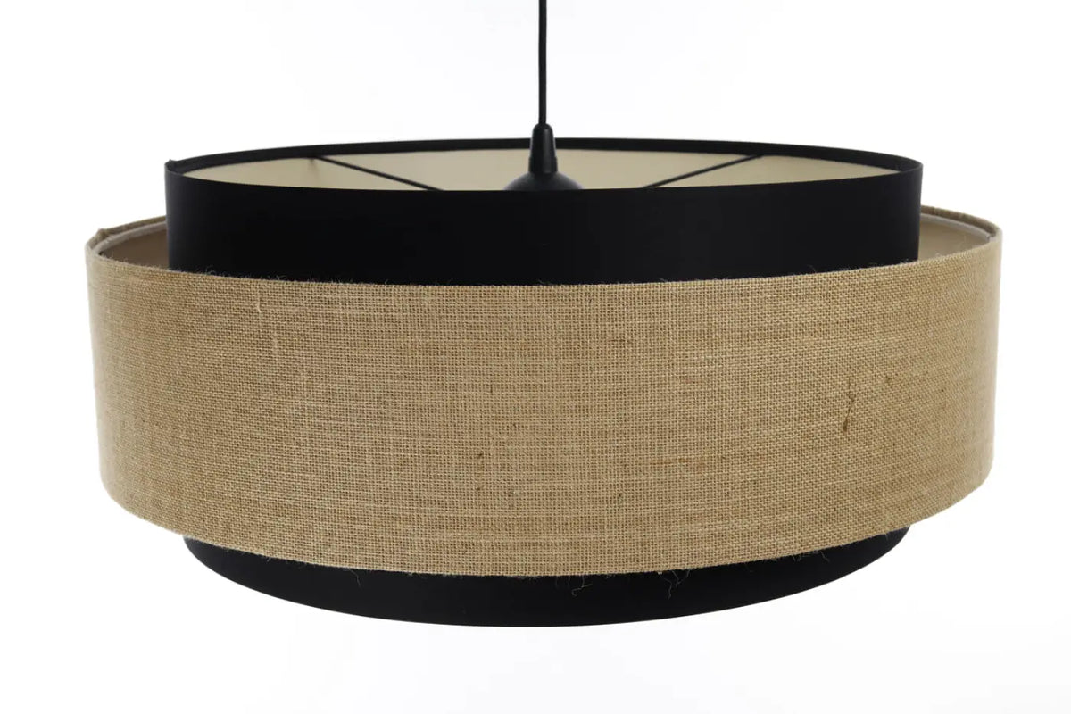 Suspension en tissu noir, beige et écru, contraste chic