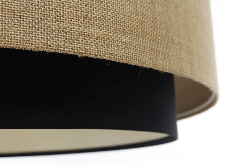 Suspension en tissu noir, beige et écru, contraste chic