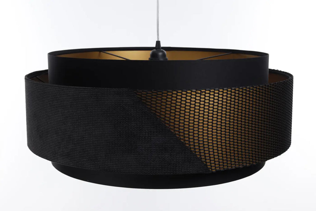 Suspension en tissu noir et doré, une touche chic au plafond