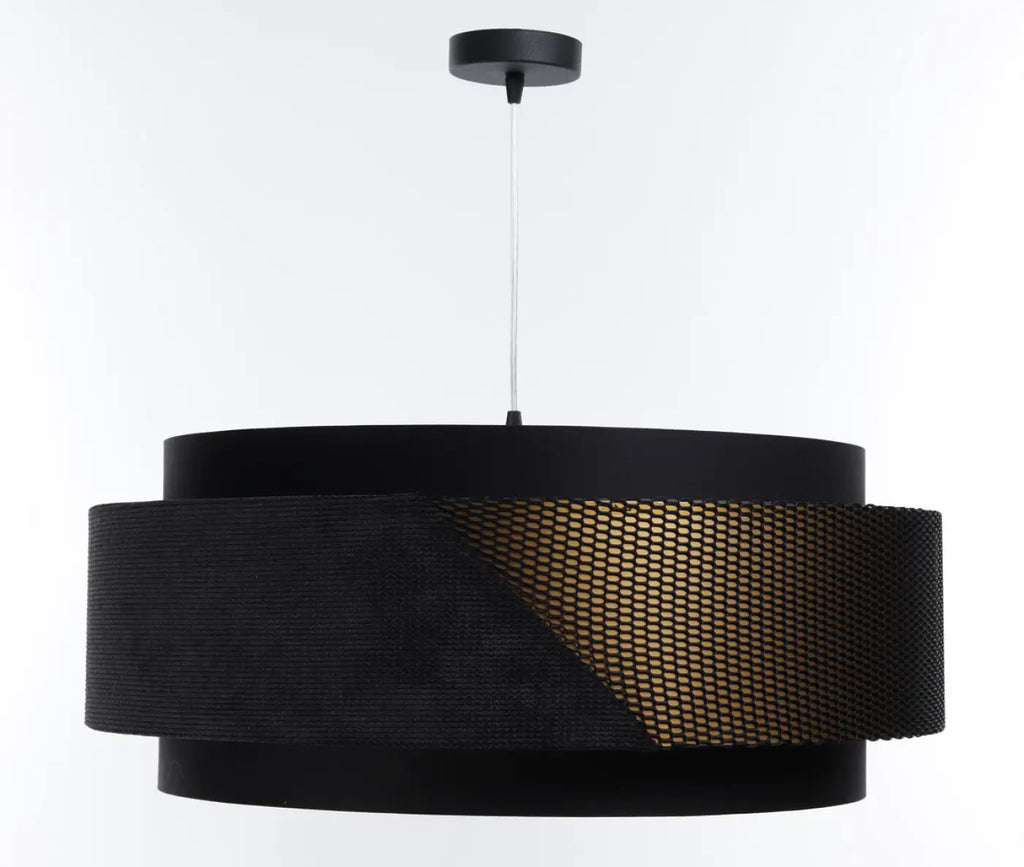 Suspension en tissu noir et doré, une touche chic au plafond