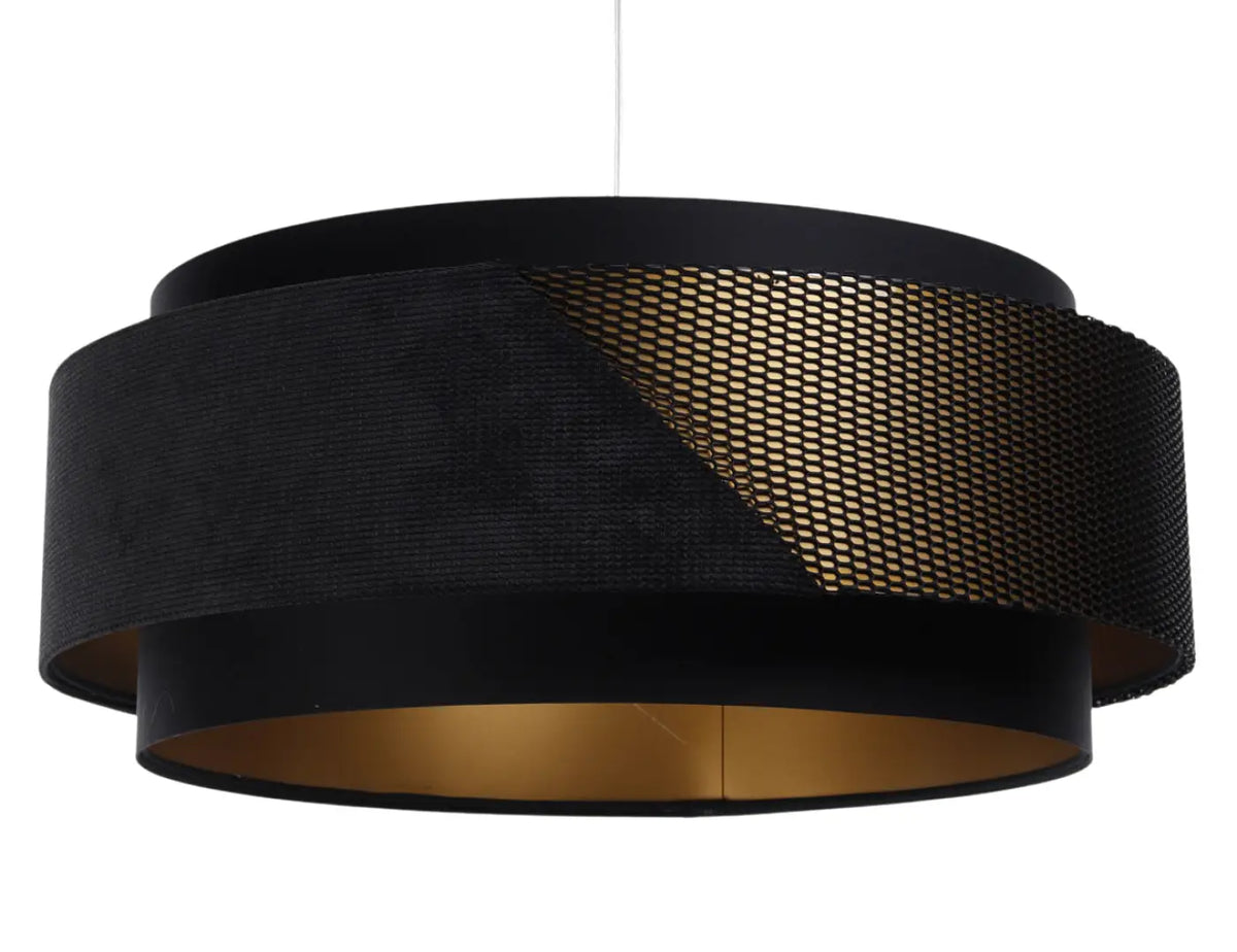 Suspension en tissu noir et doré, une touche chic au plafond
