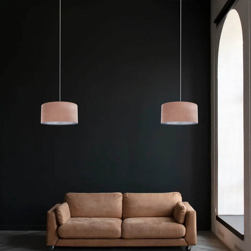 Suspension en tissu rose et argent, style moderne chic