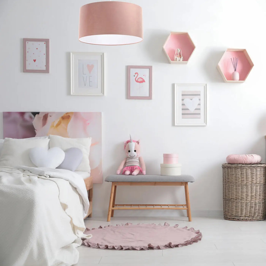 Suspension cylindre en tissu rose clair, tailles S à XL