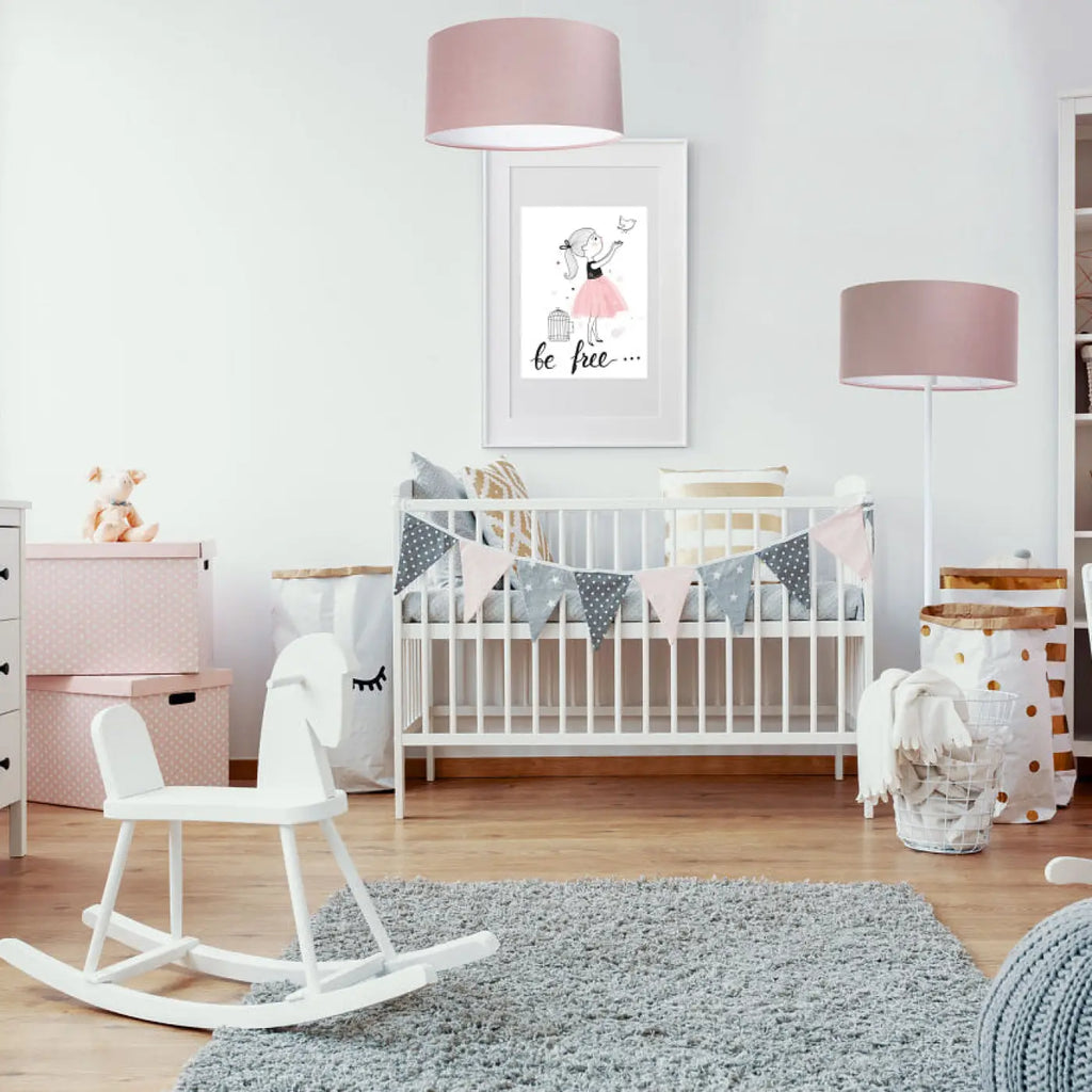 Suspension cylindre en tissu rose poudré, quatre tailles S à XL