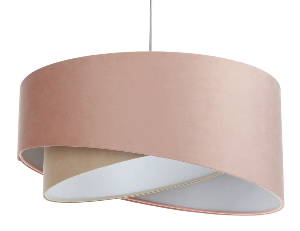 Suspension torsadée effet velours rose vieilli, intérieur beige