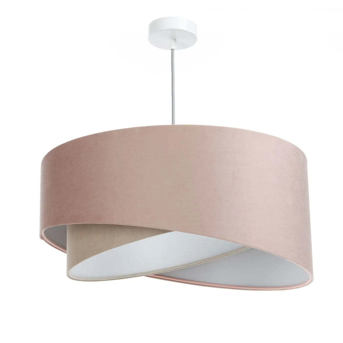 Suspension torsadée effet velours rose vieilli, intérieur beige