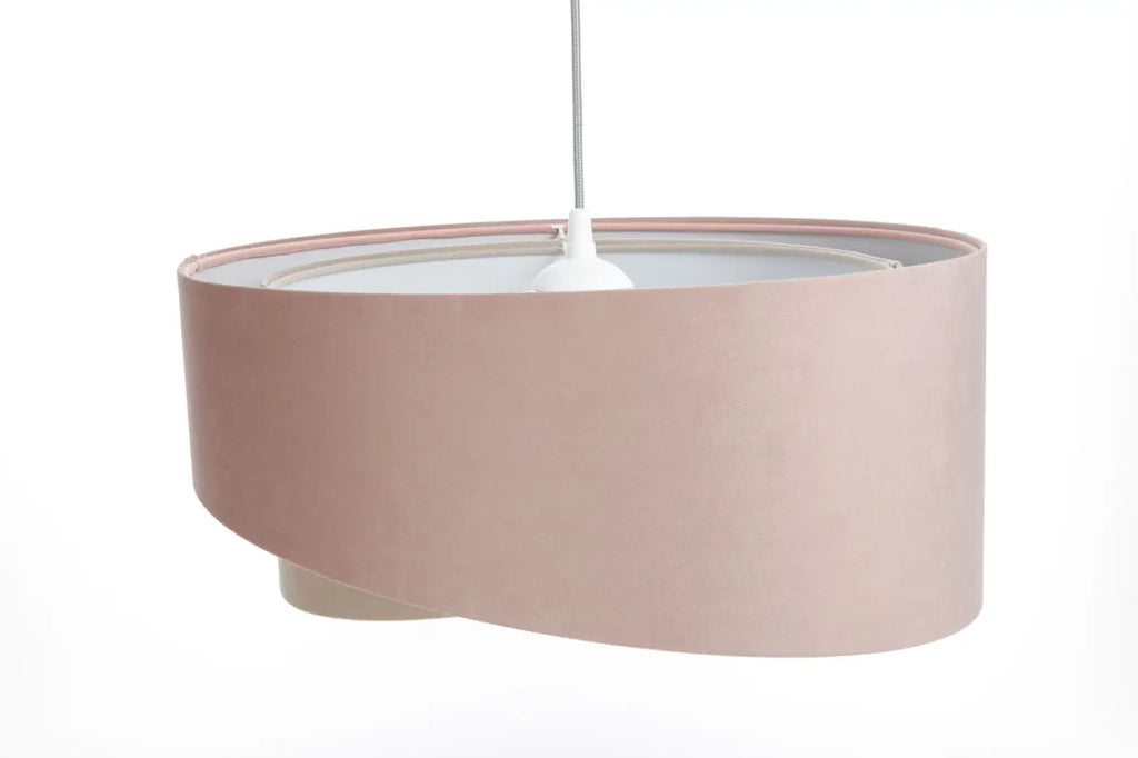 Suspension torsadée effet velours rose vieilli, intérieur beige