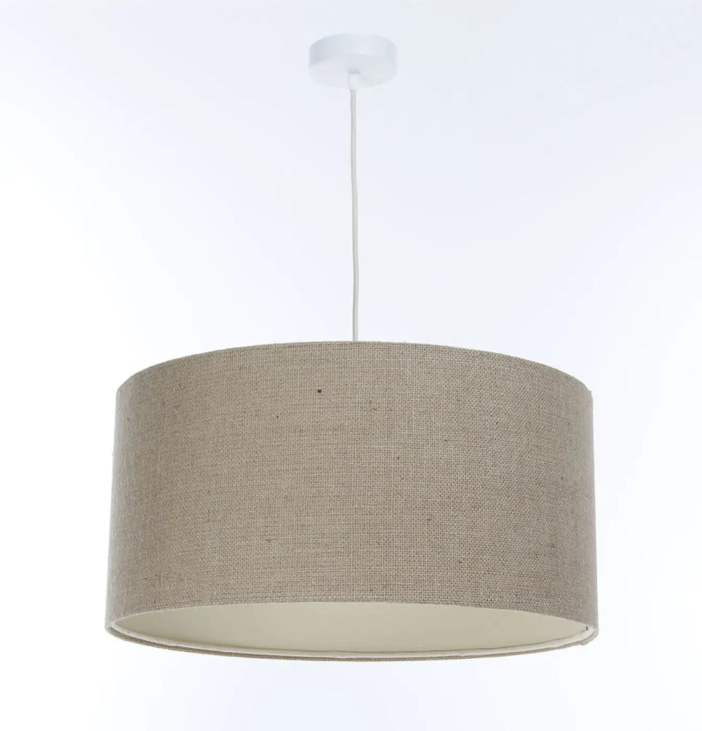 Suspension en tissu taupe et écru, quatre tailles S à XL