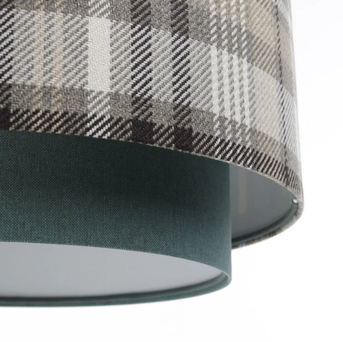 Suspension double cylindre en tissu turquoise et gris à motif