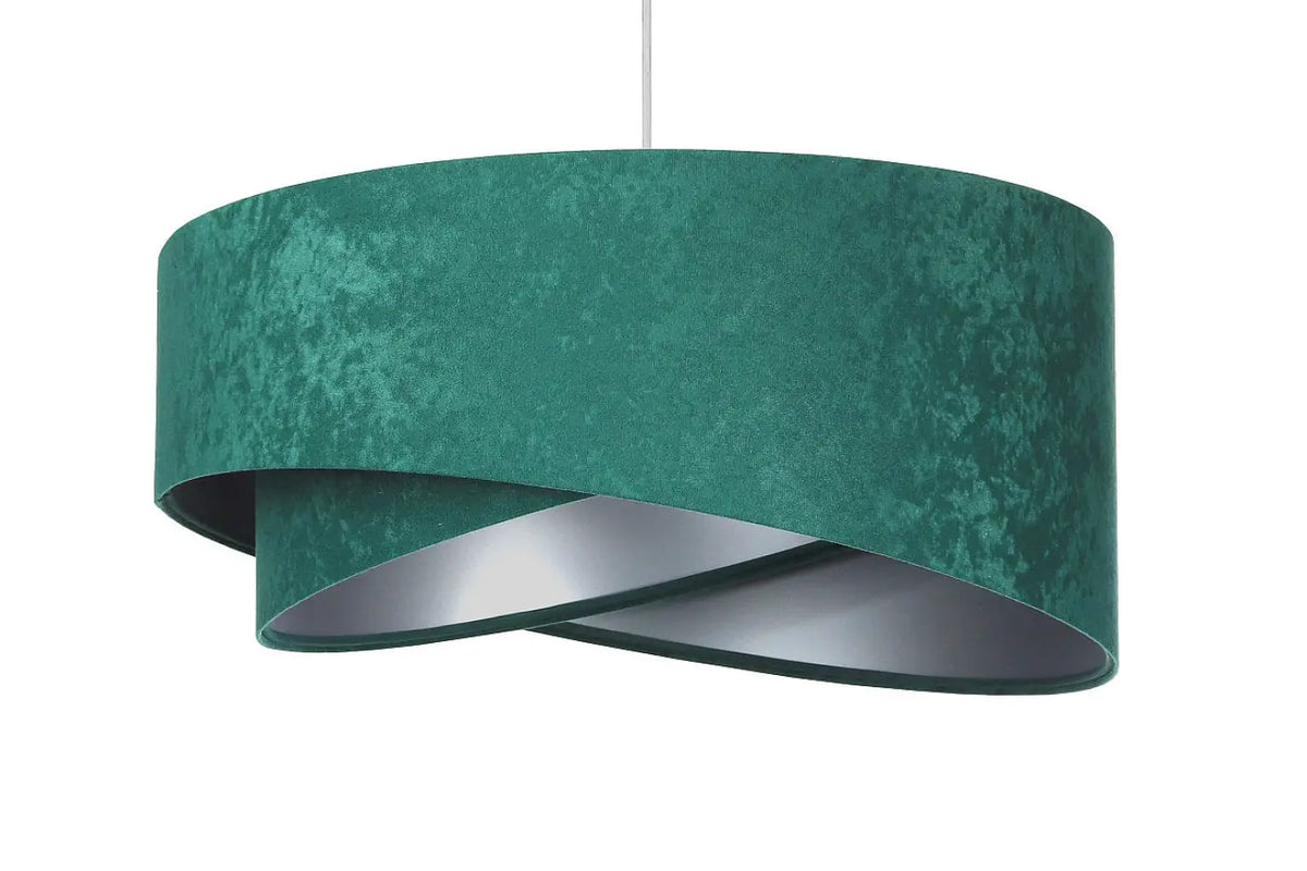 Suspension en tissu vert effet velours, intérieur argenté, 50 cm