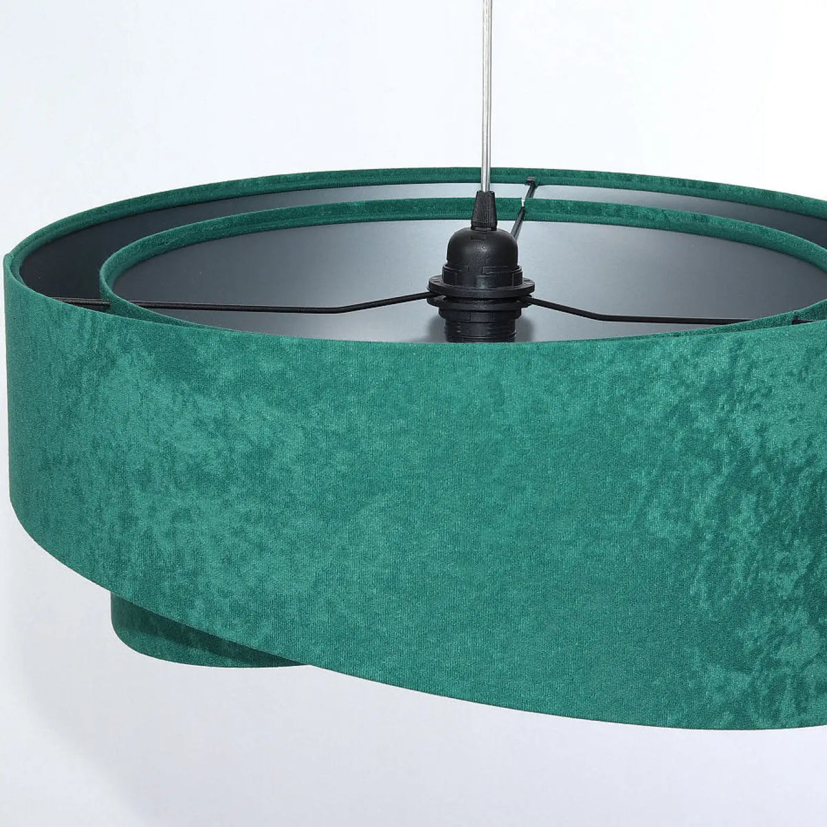 Suspension en tissu vert effet velours, intérieur argenté, 50 cm