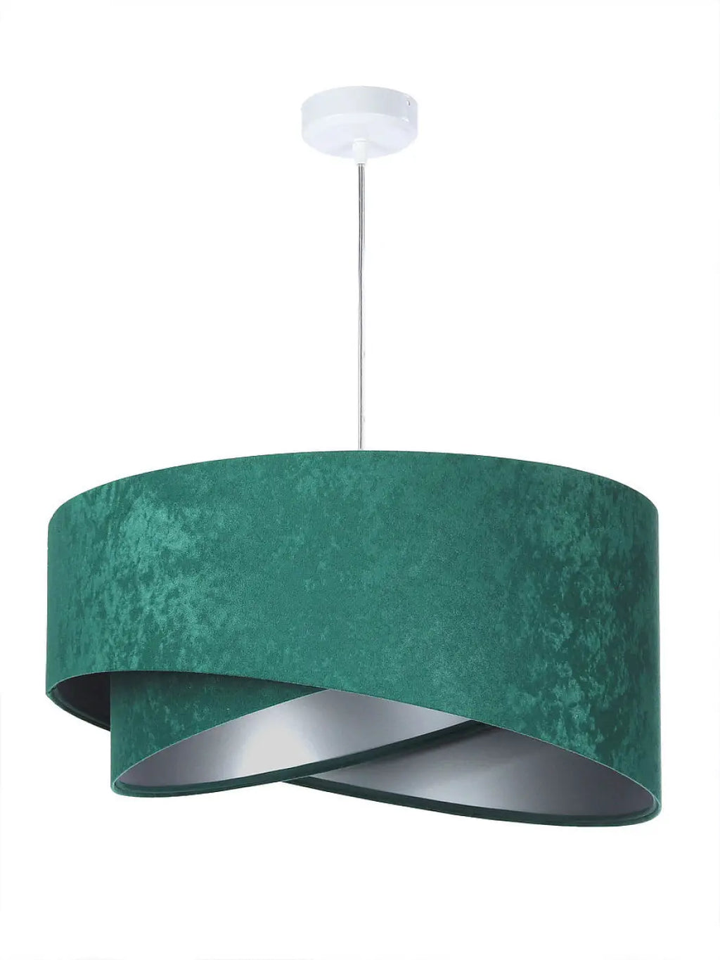 Suspension en tissu vert effet velours, intérieur argenté, 50 cm