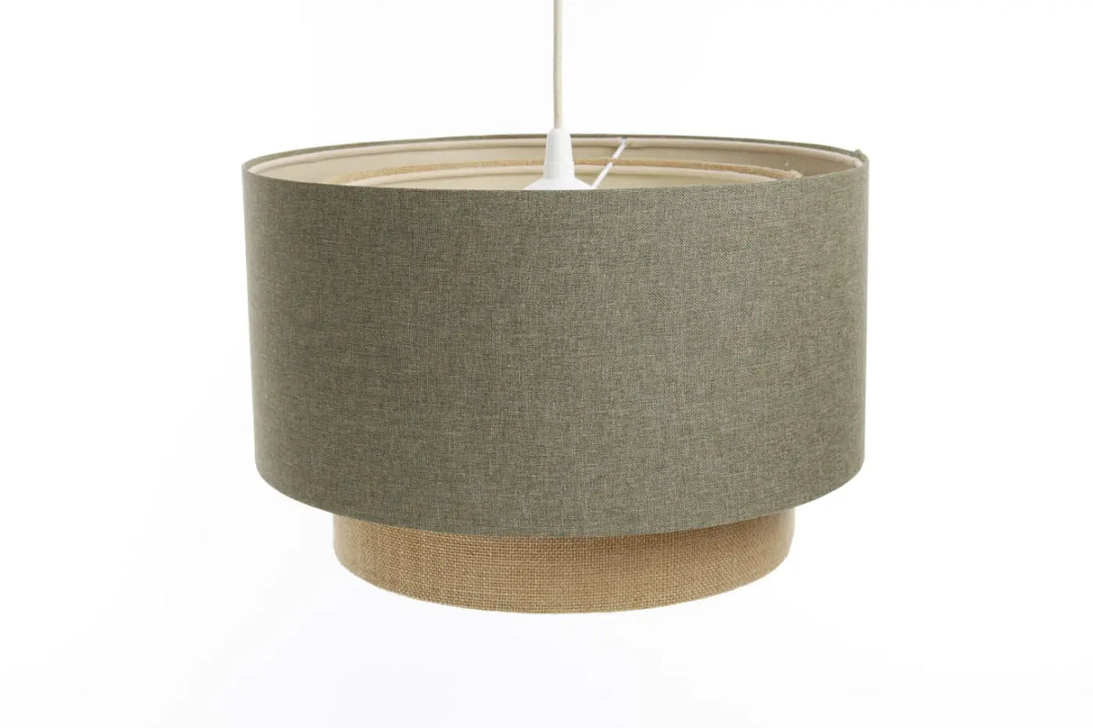 Suspension cylindrique en tissu vert et beige, tailles S, M, L