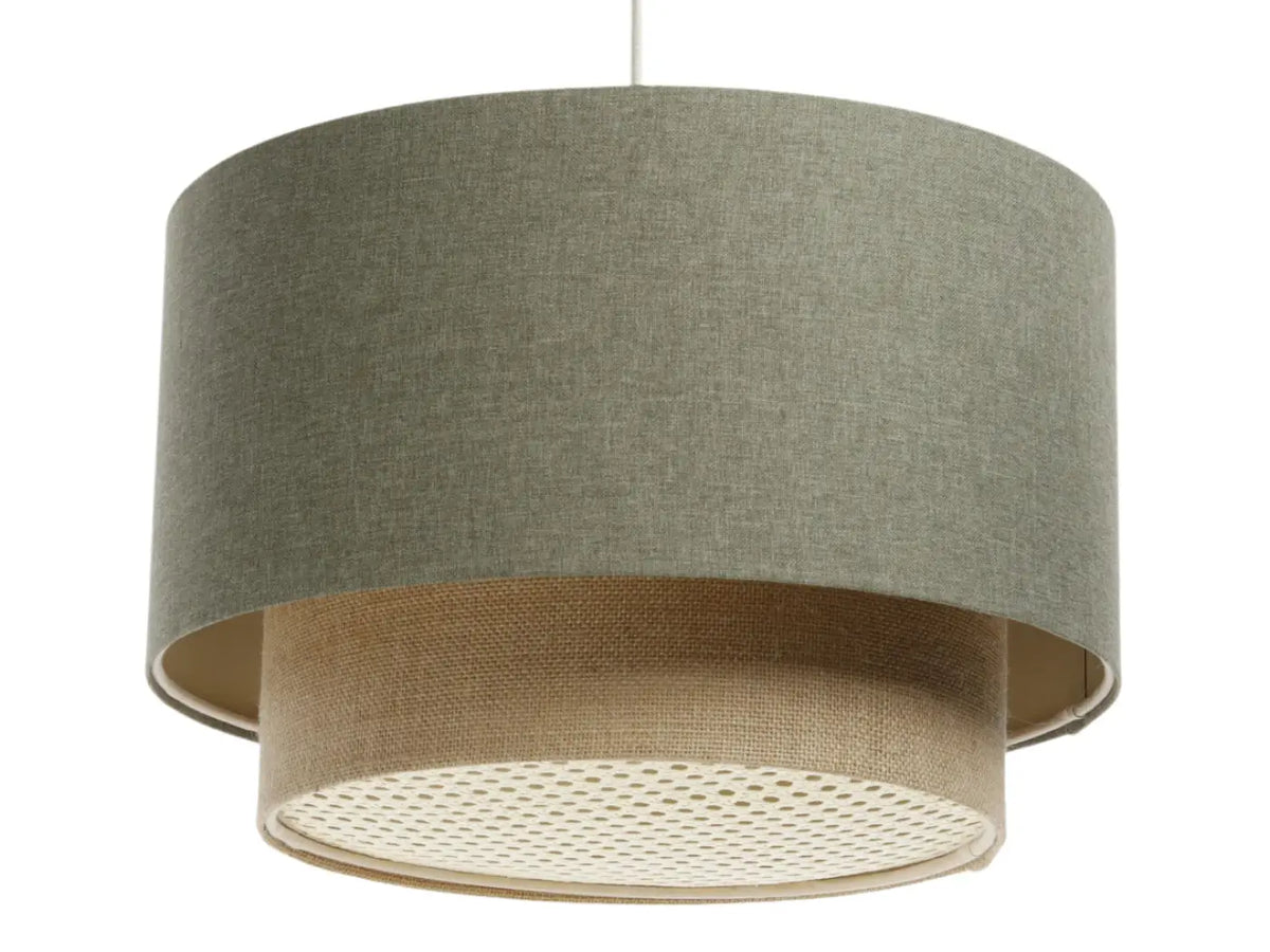 Suspension cylindrique en tissu vert et beige, tailles S, M, L