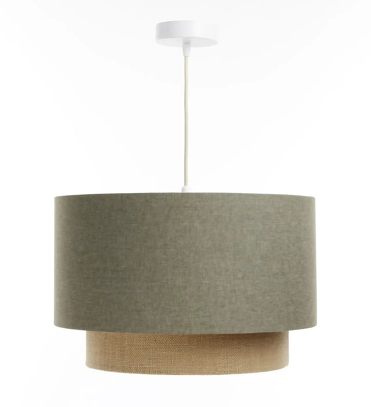 Suspension cylindrique en tissu vert et beige, tailles S, M, L