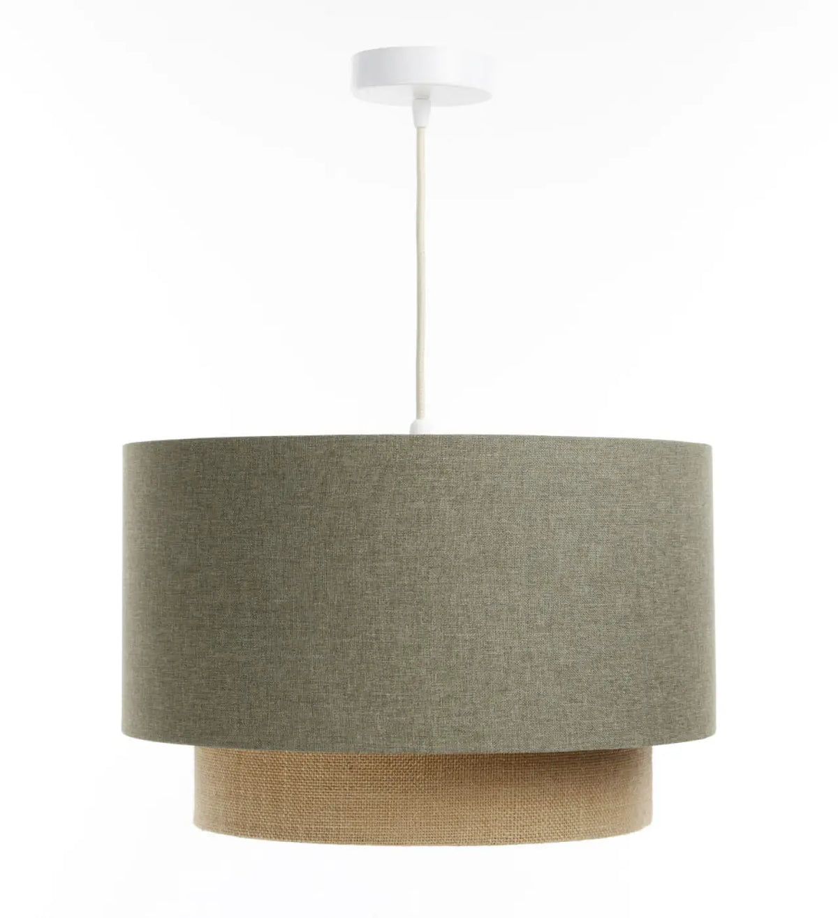 Suspension cylindrique en tissu vert et beige, tailles S, M, L