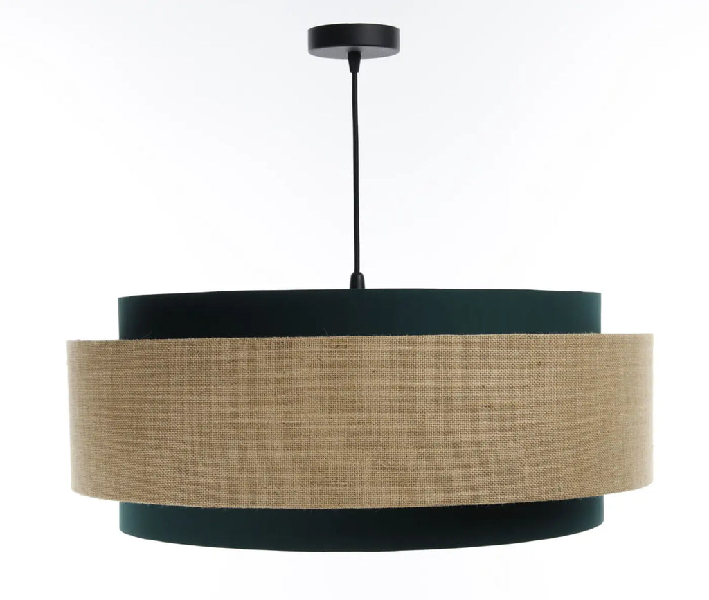 Suspension en tissu vert, beige et écru, esprit nature