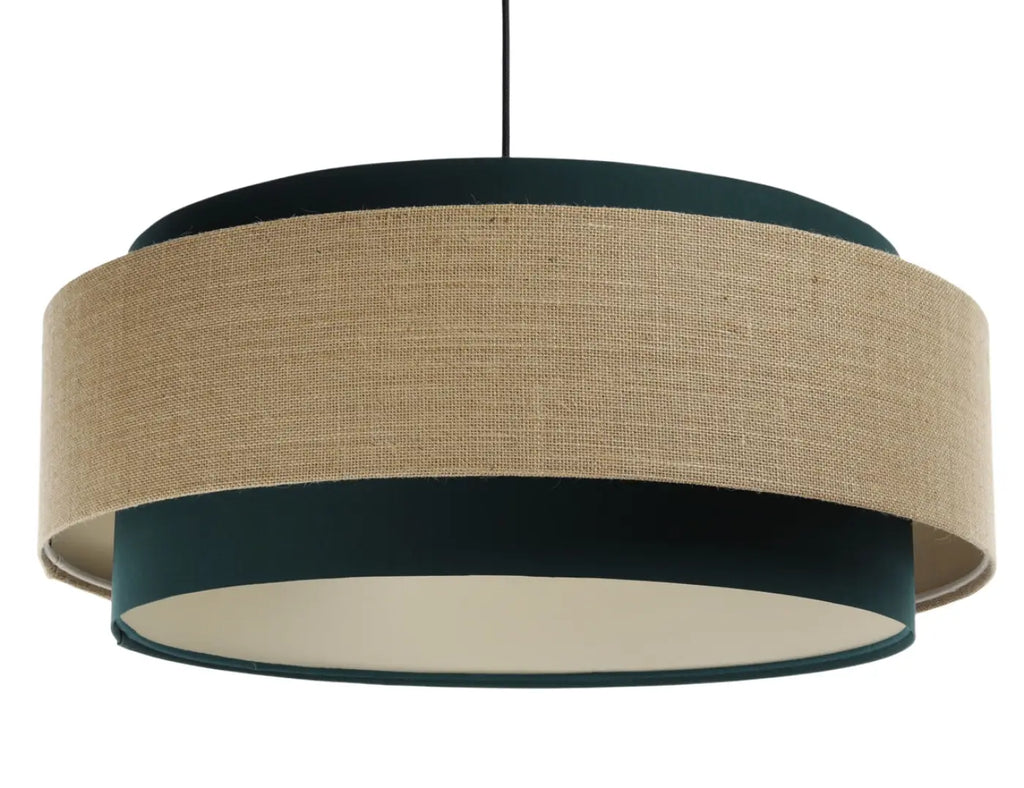 Suspension en tissu vert, beige et écru, esprit nature