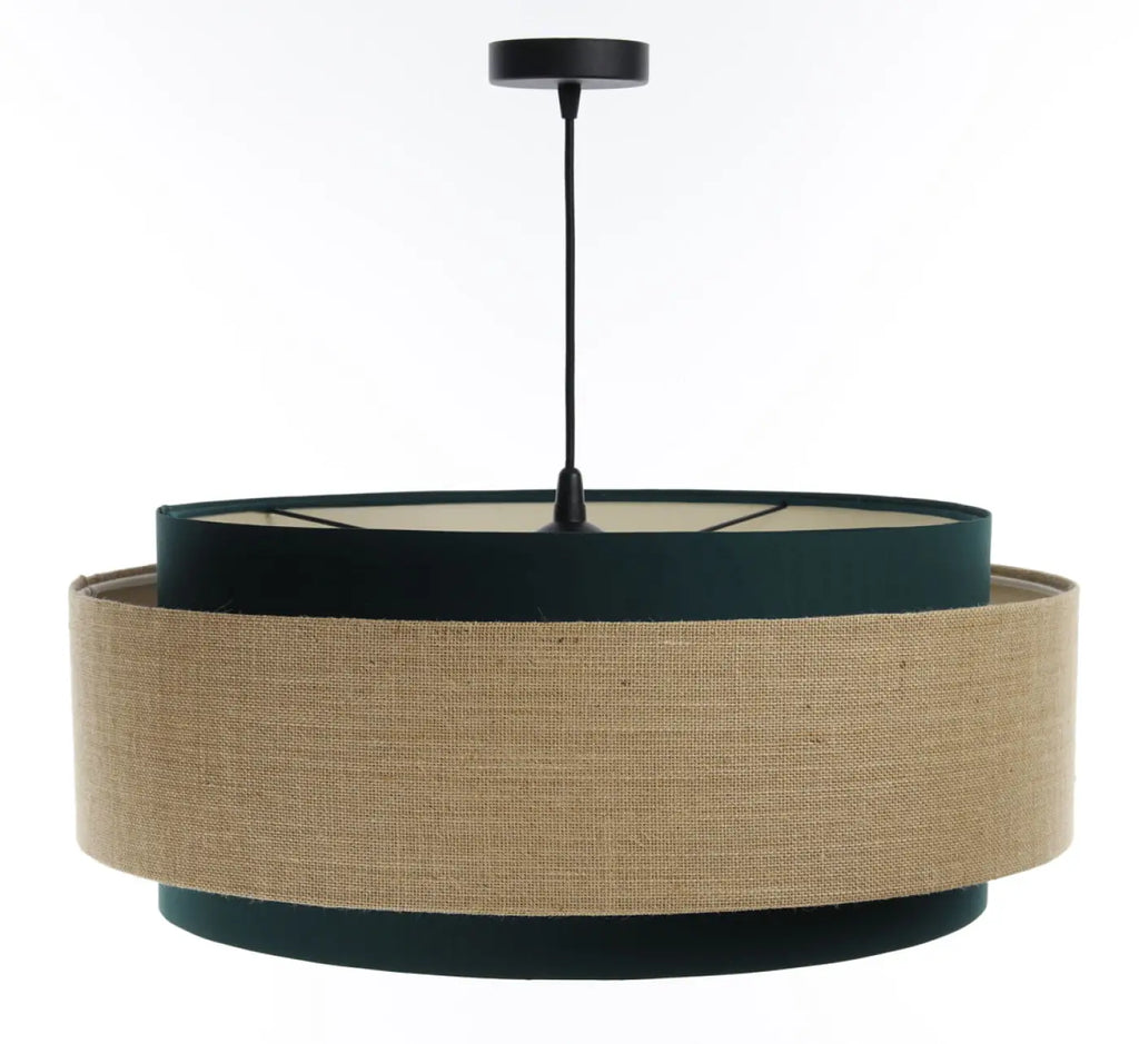 Suspension en tissu vert, beige et écru, esprit nature