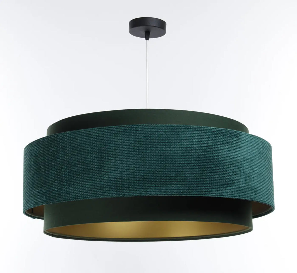 Suspension en tissu vert et doré pour salle à manger ou salon