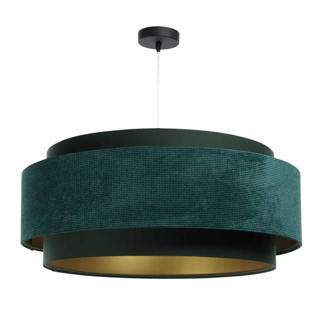 Suspension en tissu vert et doré pour salle à manger ou salon