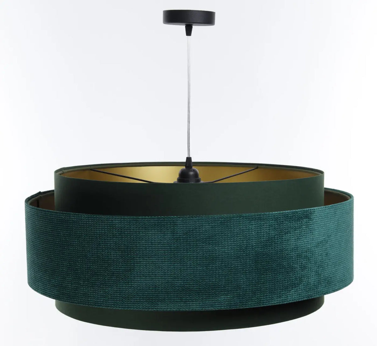 Suspension en tissu vert et doré pour salle à manger ou salon