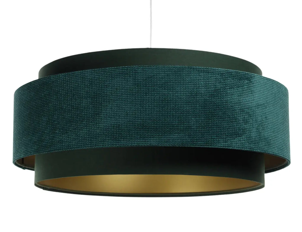Suspension en tissu vert et doré pour salle à manger ou salon