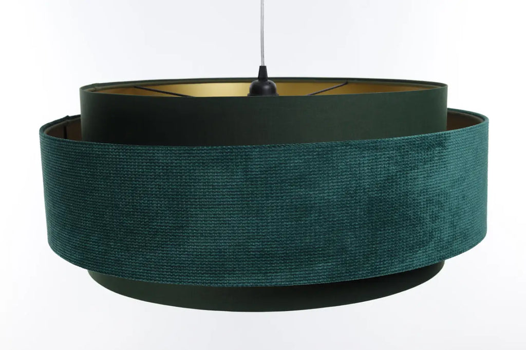 Suspension en tissu vert et doré pour salle à manger ou salon