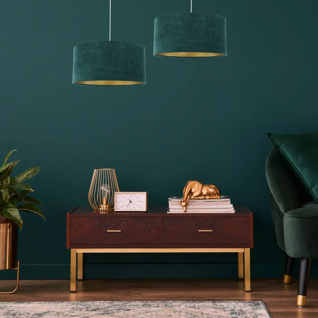 Suspension en tissu vert et doré, moderne, tailles S, M et L