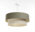 Suspension abat-jour en tissu vert gris et crème, tailles S à L