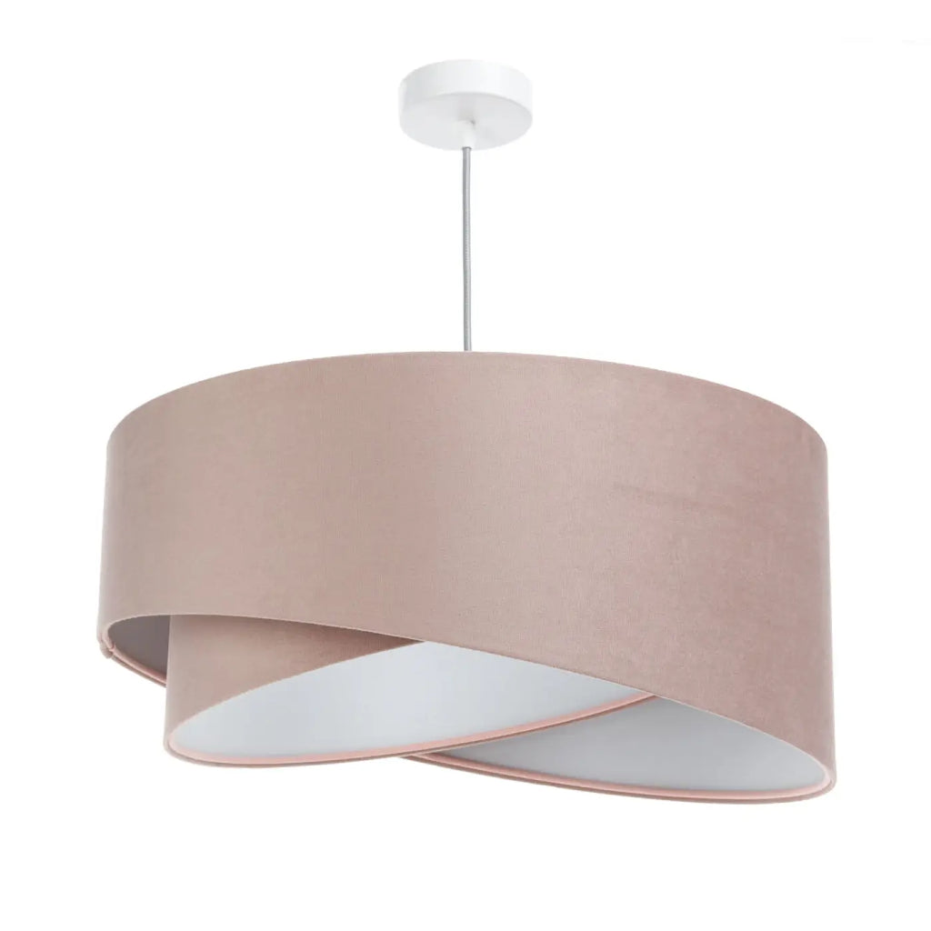 Suspension torsadée en tissu vieux rose et gris clair, 4 tailles