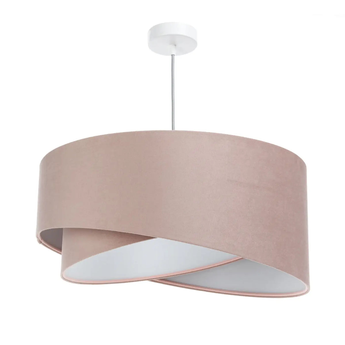 Suspension torsadée en tissu vieux rose et gris clair, 4 tailles