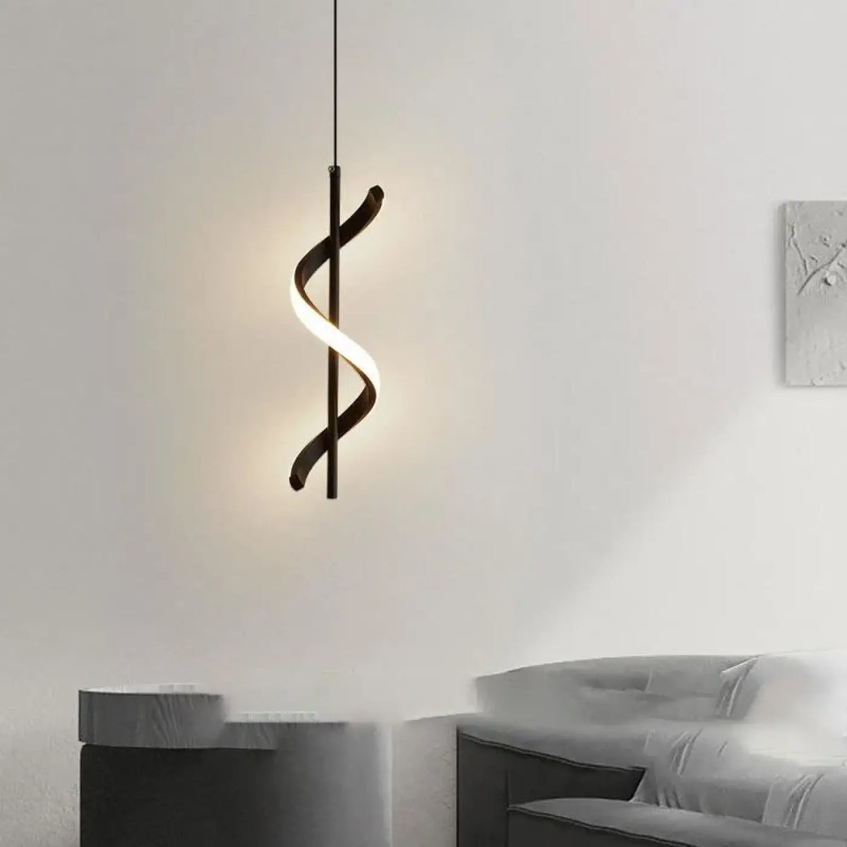 Suspension LED en spirale pour chambre moderne